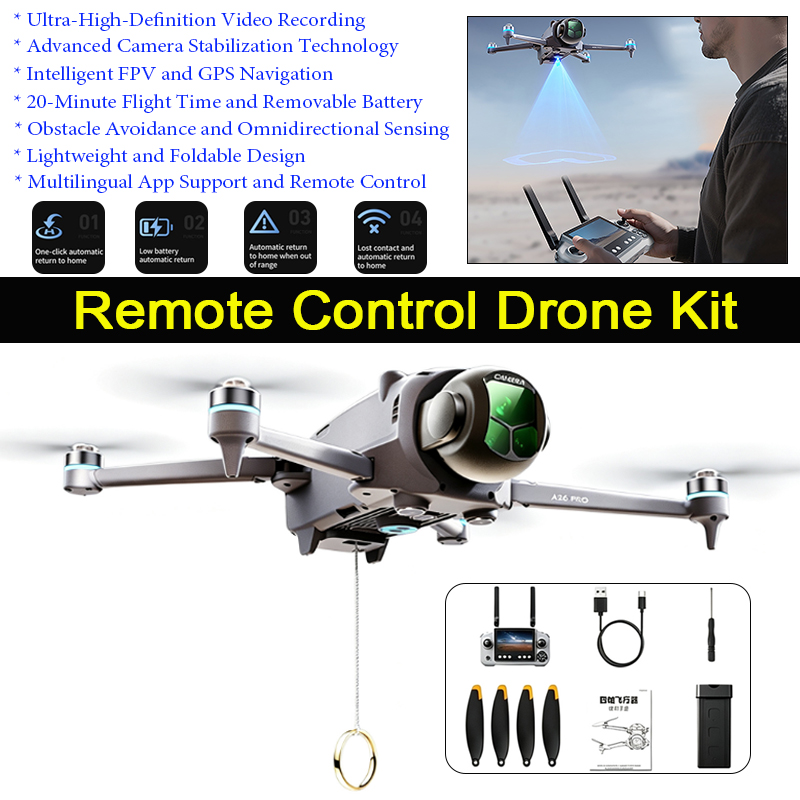 Drone Gps Mount - โดรน A26 Pro GPS พร้อมรีโมทคอนโทรลหน้าจอขนาดใหญ่ 4.5