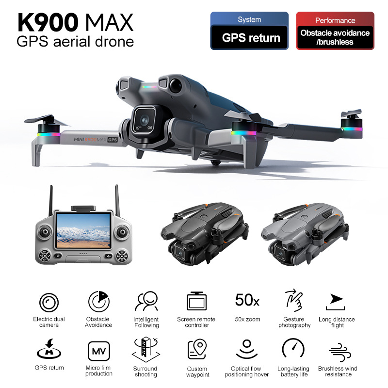 ชุดโดรน K900 Max พร้อมจอควบคุม - Drone Gps Mount บทวิจารณ์และราคา